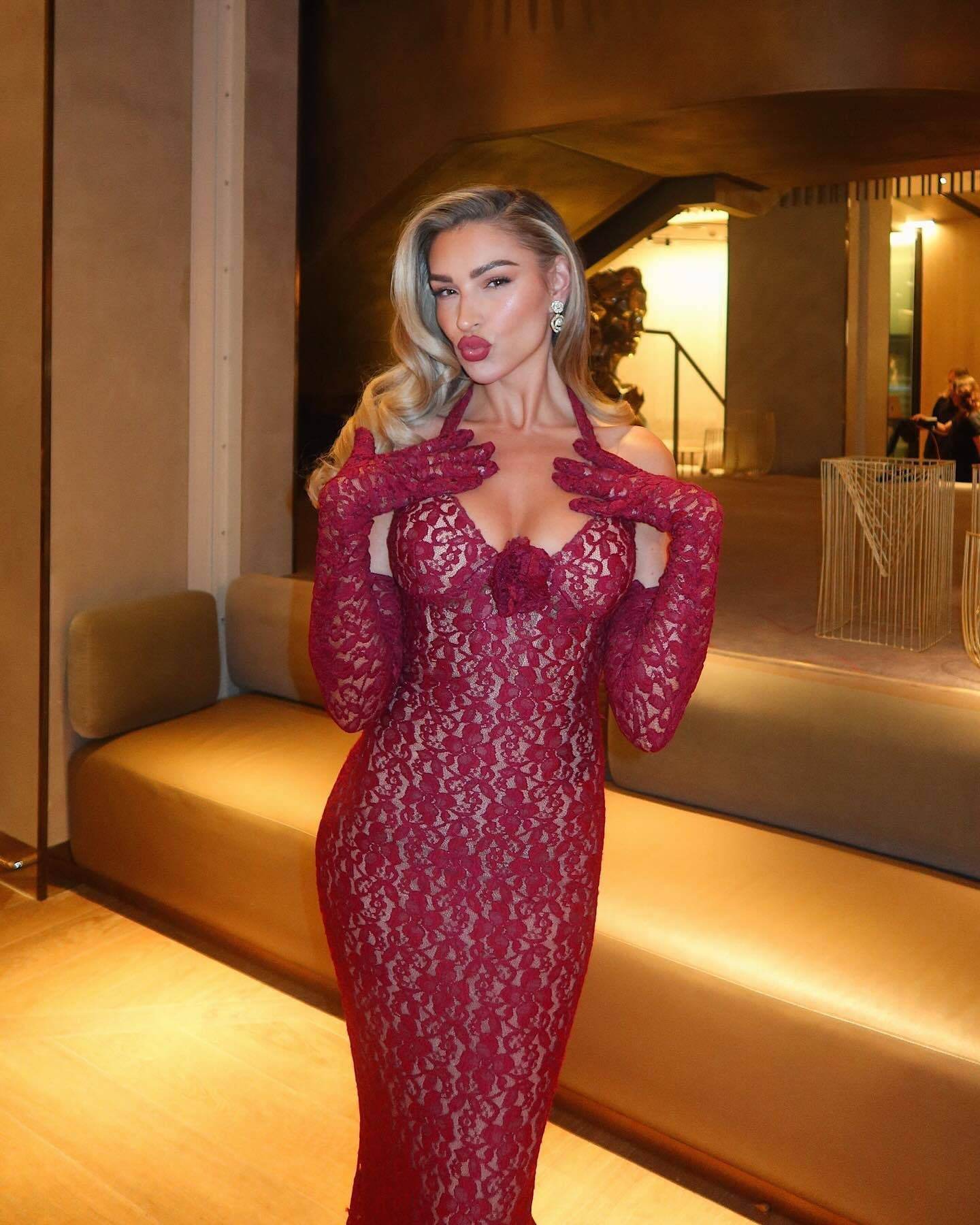 Randy midi dress with gloves - REBECATHELABEL