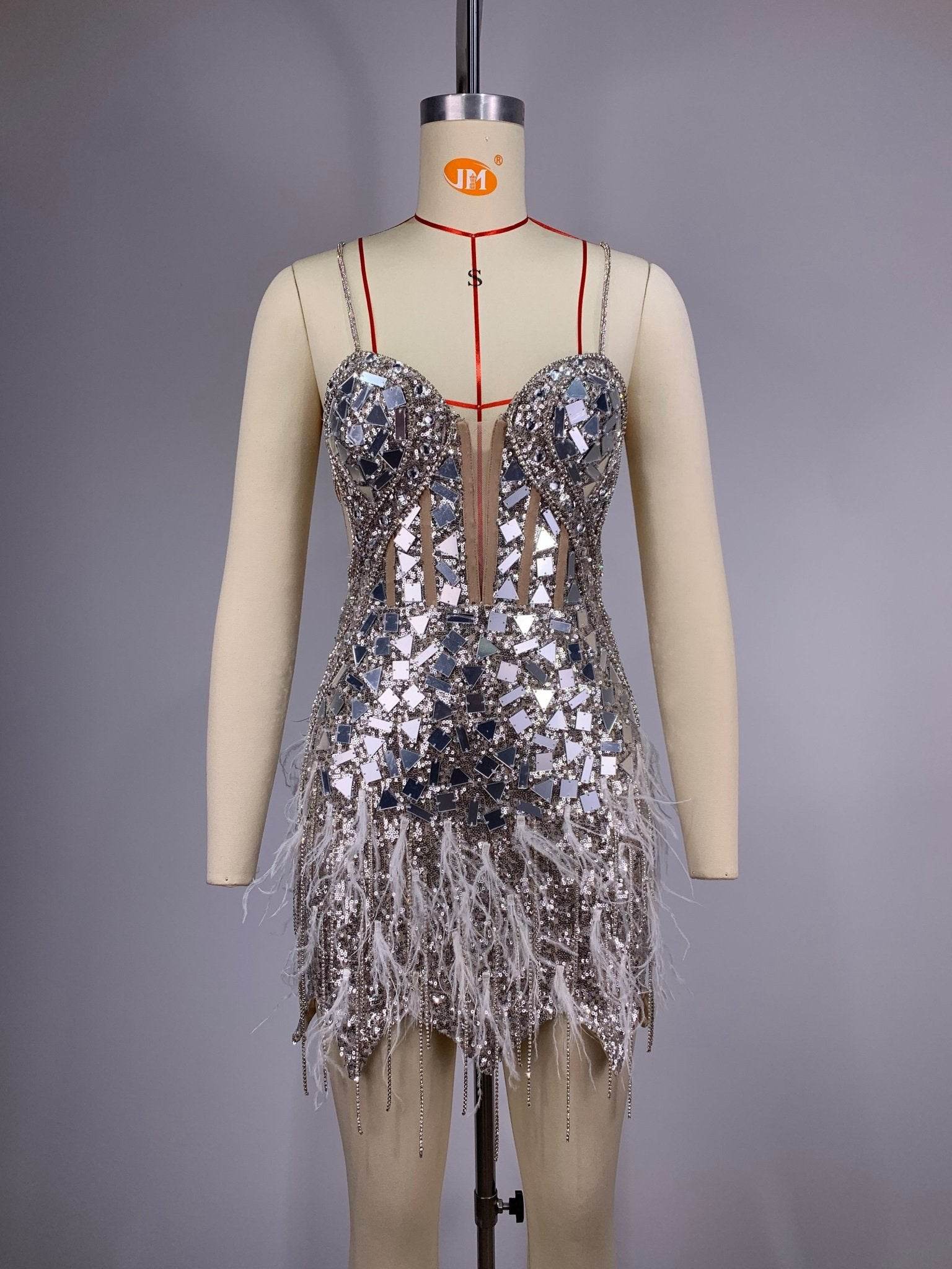 Rebeca feather mini dress - REBECATHELABEL