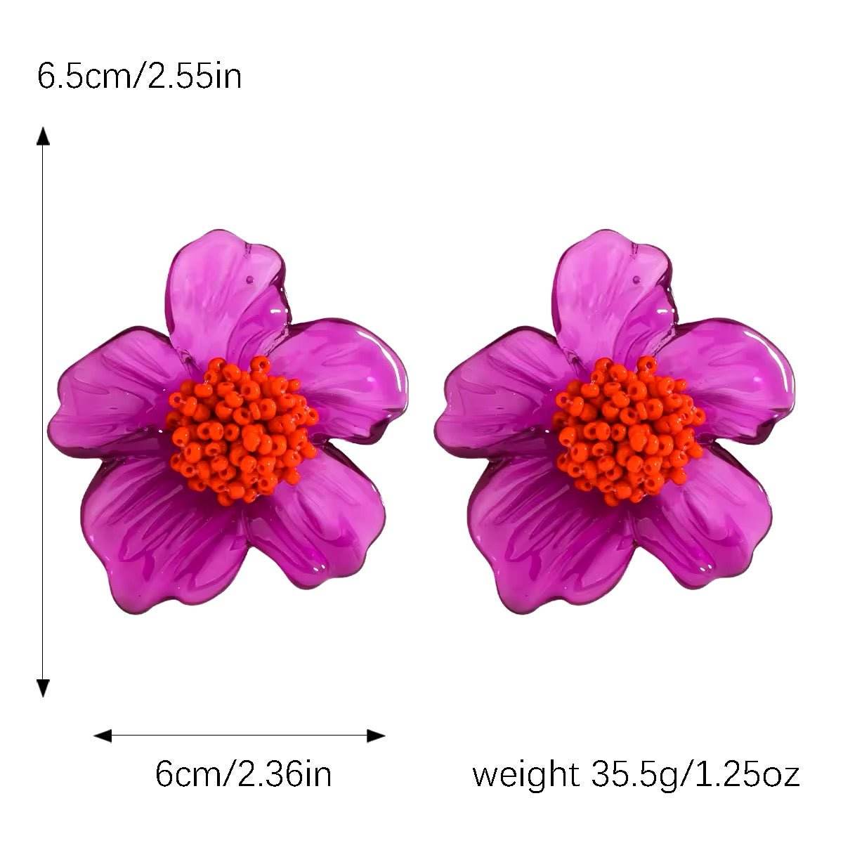 Resin Flower Pendant Earrings - REBECATHELABEL