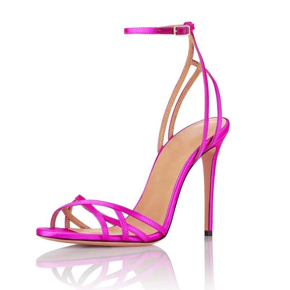 Rose Red Satin Sandals - REBECATHELABEL