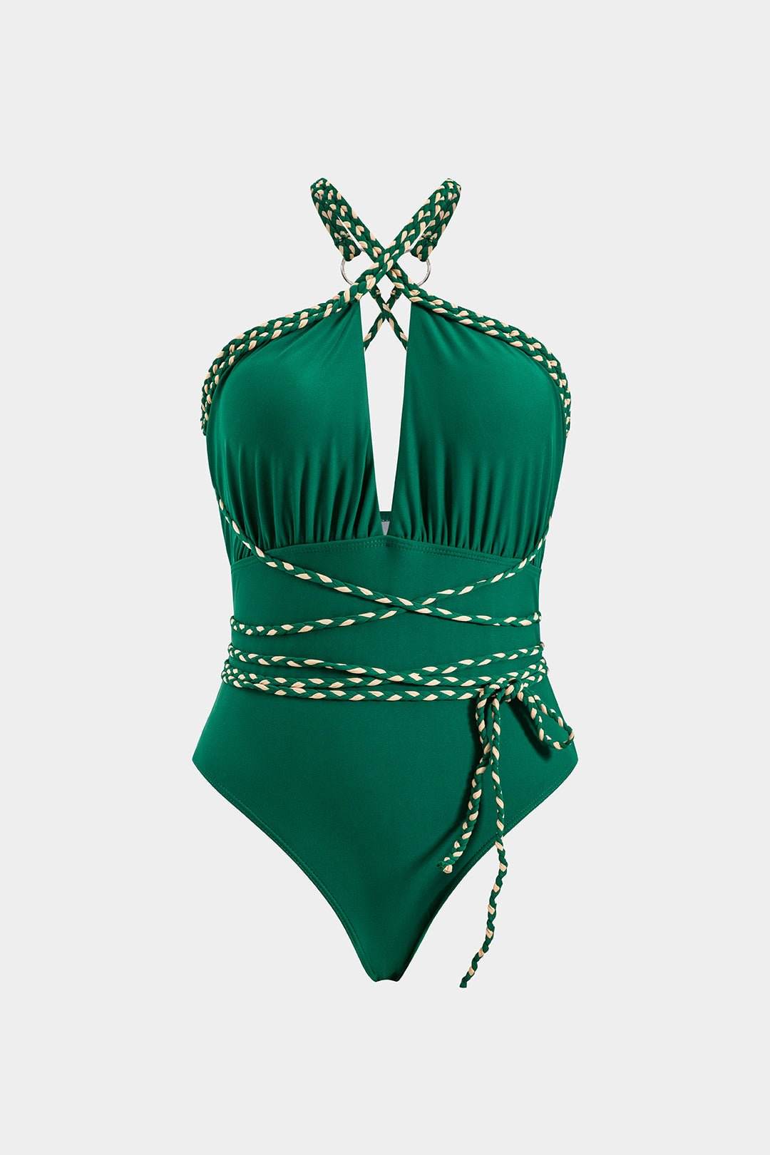 Ruched Crossed Strappy Backless Tummy Control One-Piece Swimsuit - REBECATHELABEL