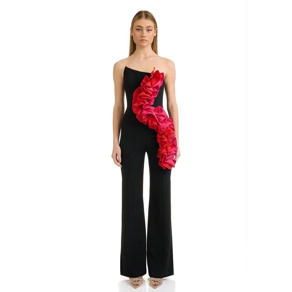 Ruffle Edge bandage without shoulder straps jumpsuit , - REBECATHELABEL