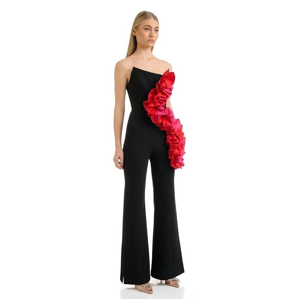 Ruffle Edge bandage without shoulder straps jumpsuit , - REBECATHELABEL