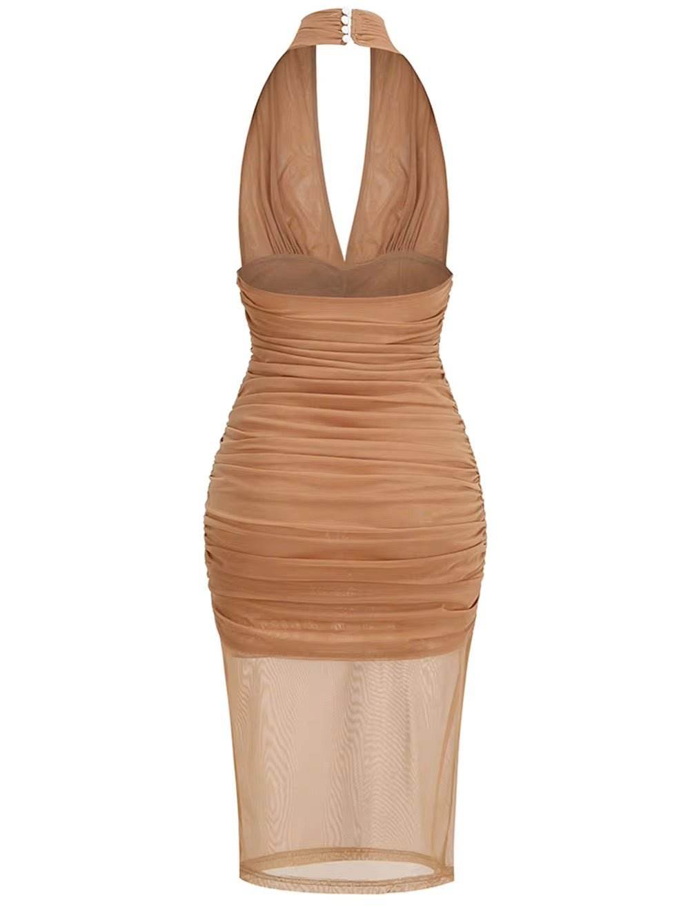 Ruffle Sexy Backless Halter Mini Dress - REBECATHELABEL