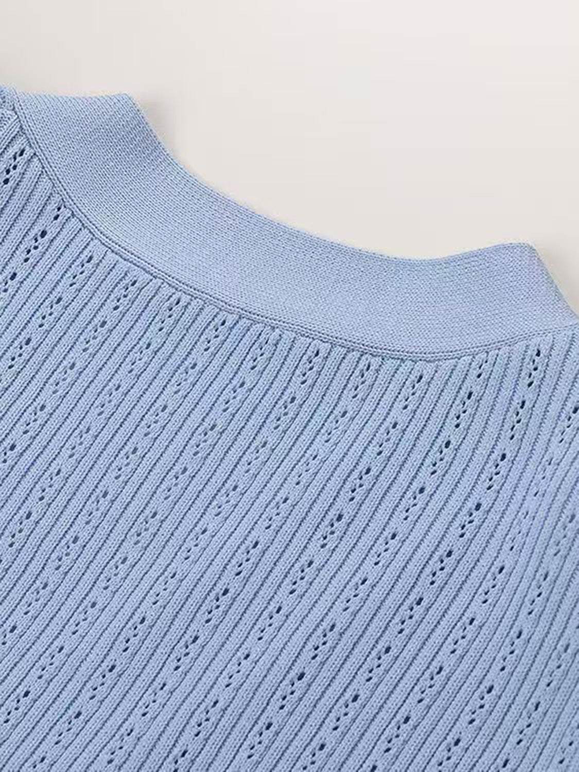 Ruffled V-Neck Top and Midi Skirt Sweater Set - REBECATHELABEL