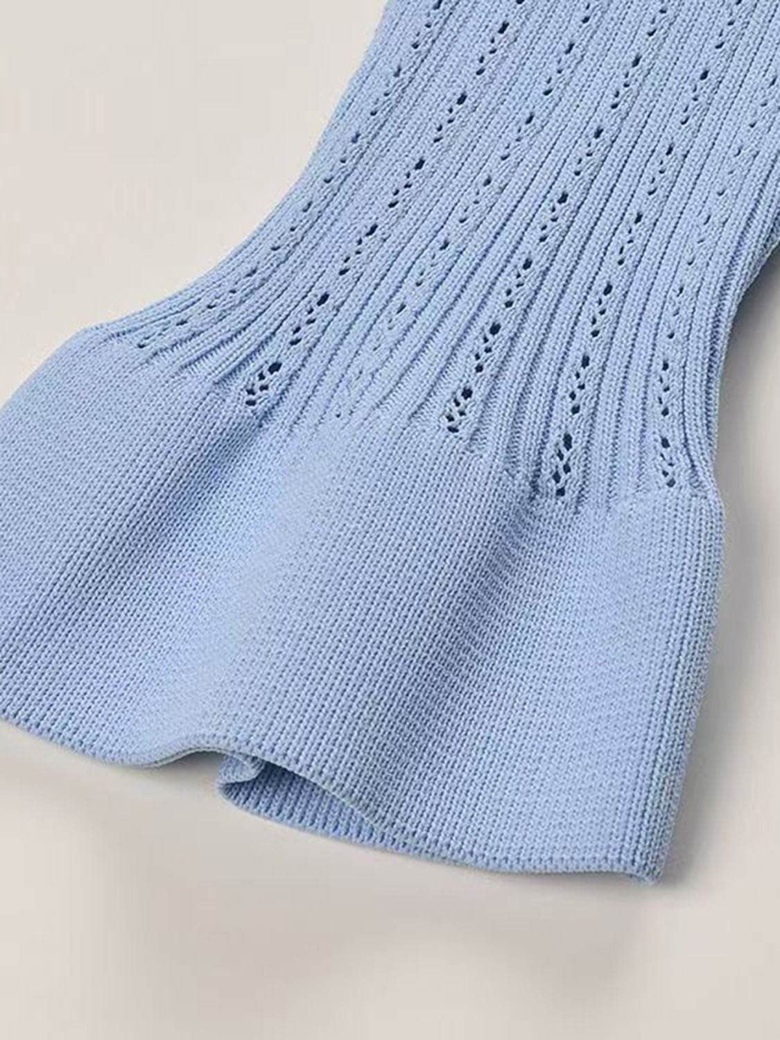 Ruffled V-Neck Top and Midi Skirt Sweater Set - REBECATHELABEL