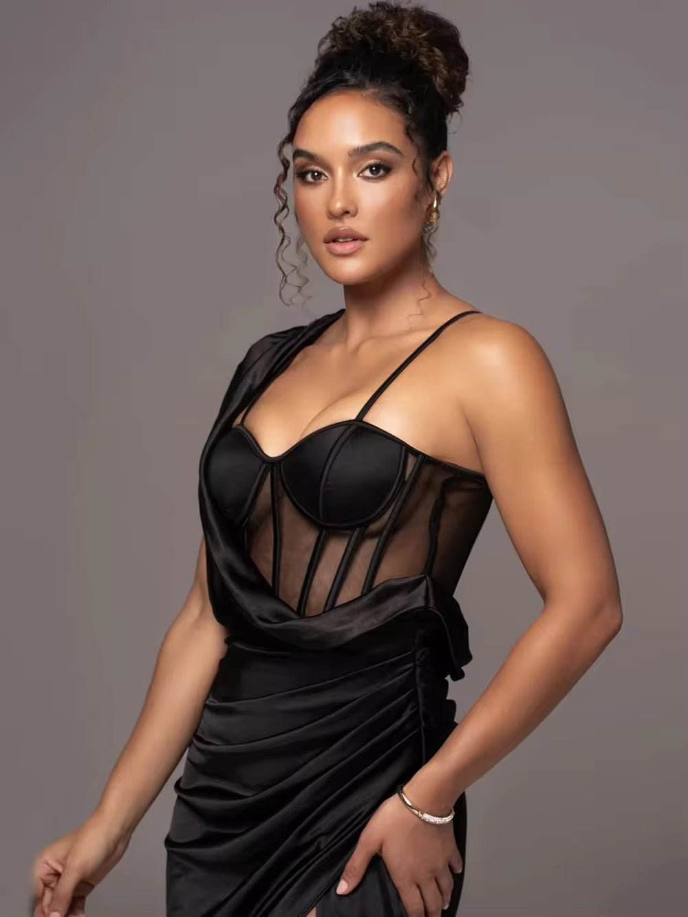 Satin Corset Maxi Dress - REBECATHELABEL