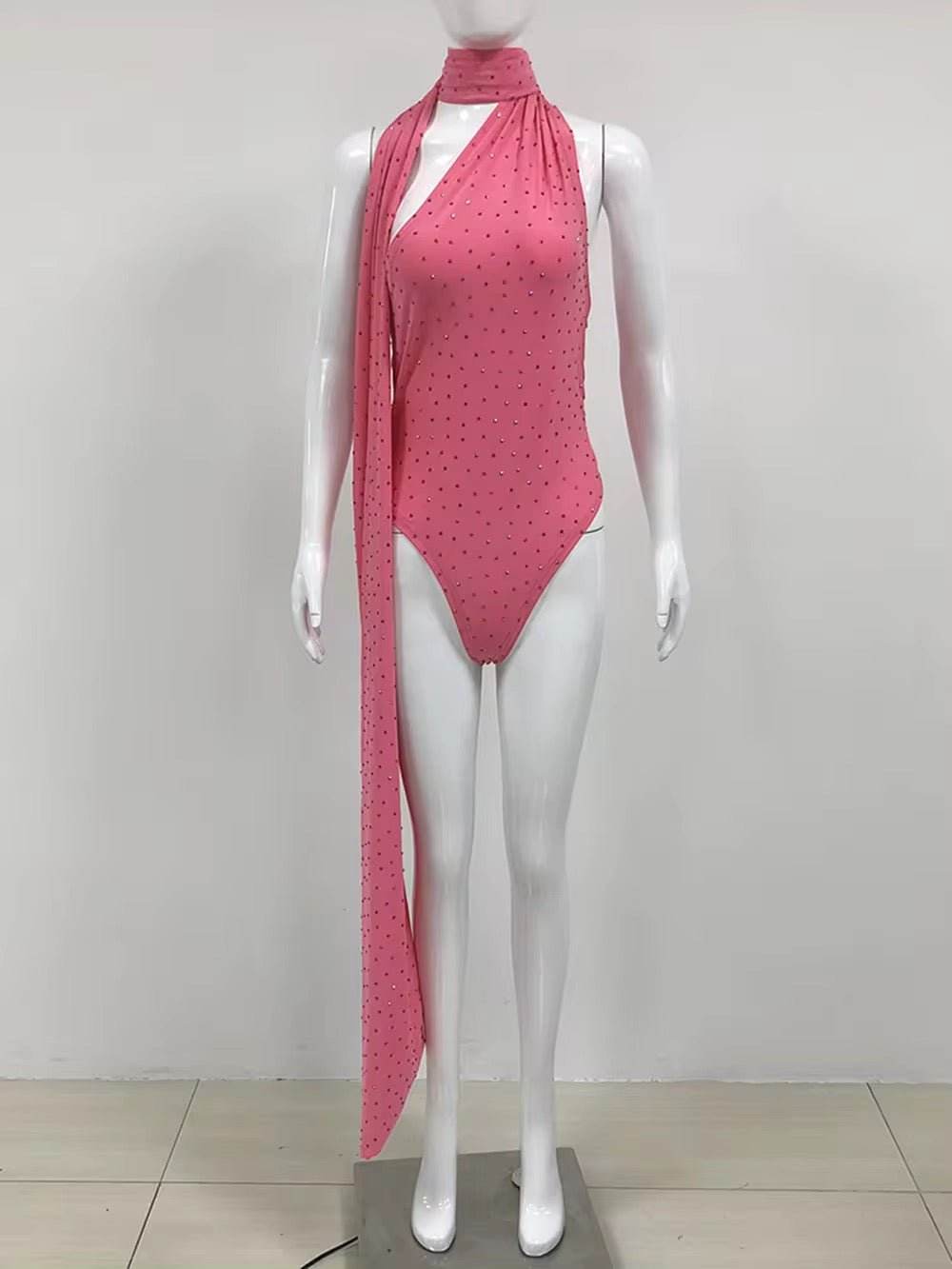 Scarf Collar Bodysuit + Long Pencil Skirt Two-Piece - REBECATHELABEL