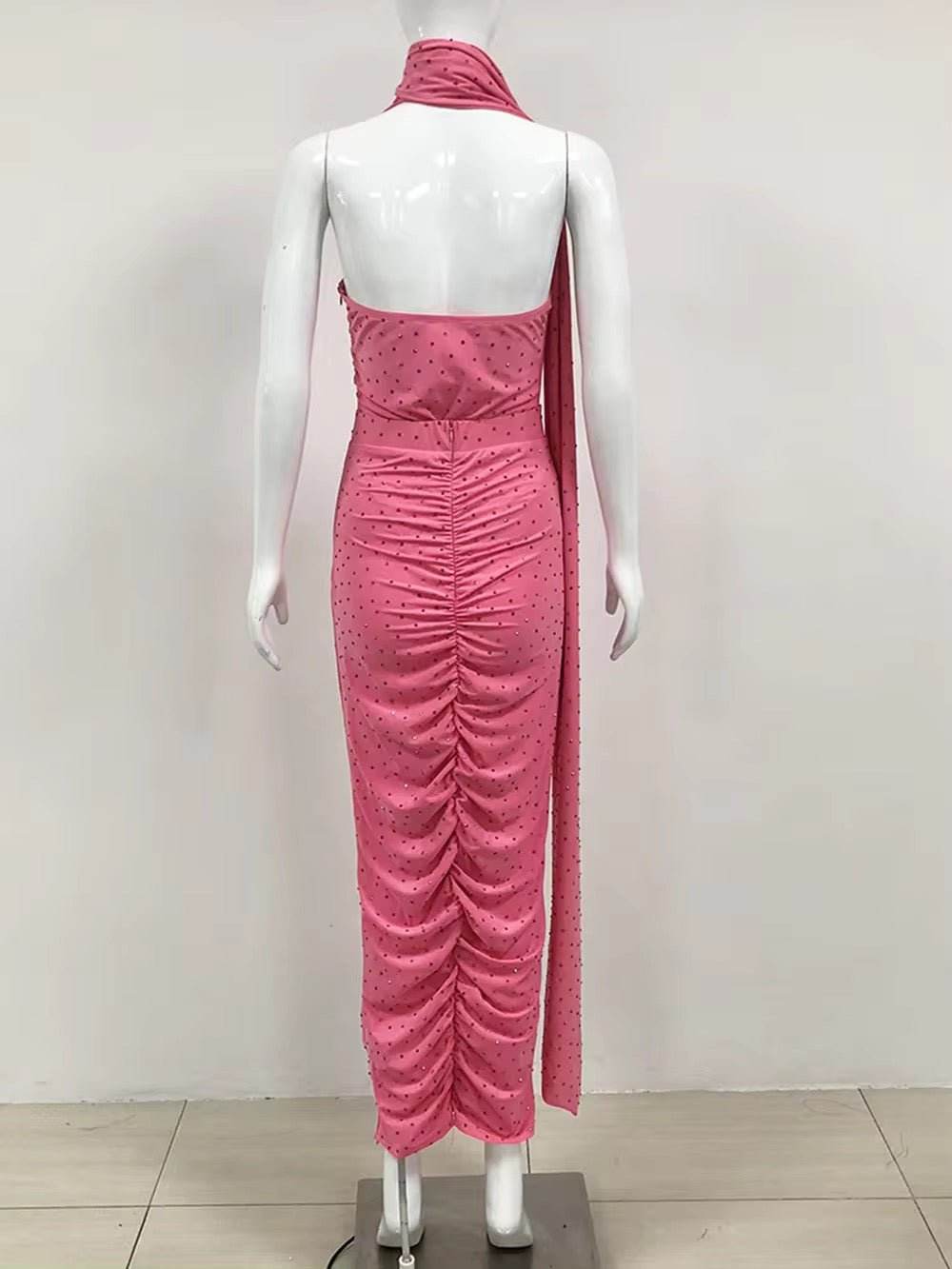 Scarf Collar Bodysuit + Long Pencil Skirt Two-Piece - REBECATHELABEL