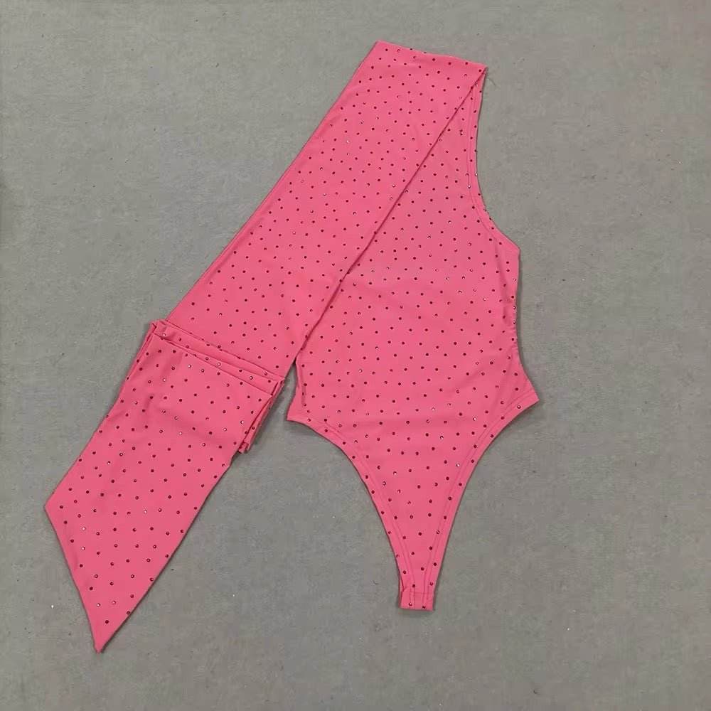 Scarf Collar Bodysuit + Long Pencil Skirt Two-Piece - REBECATHELABEL