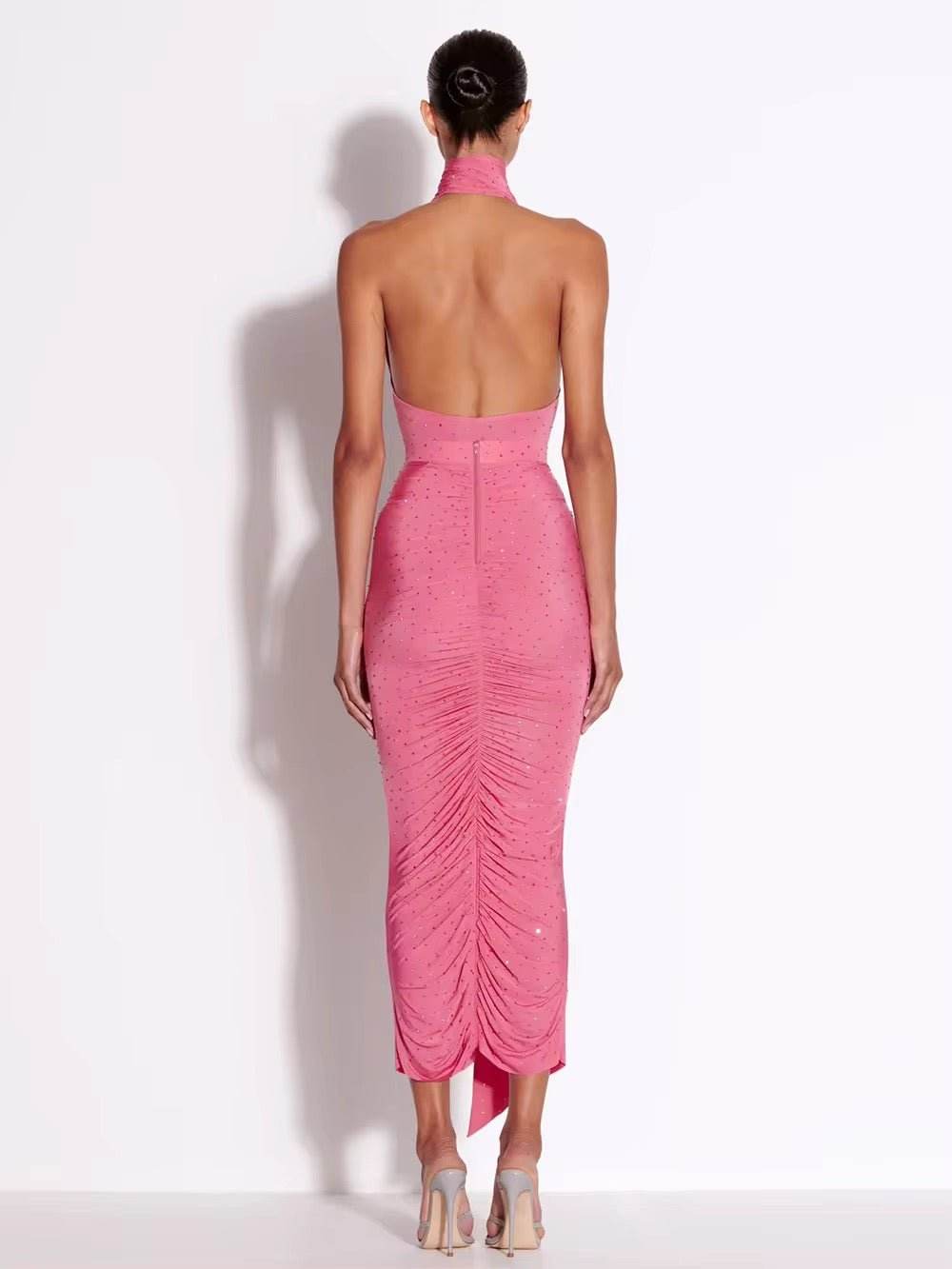 Scarf Collar Bodysuit + Long Pencil Skirt Two-Piece - REBECATHELABEL
