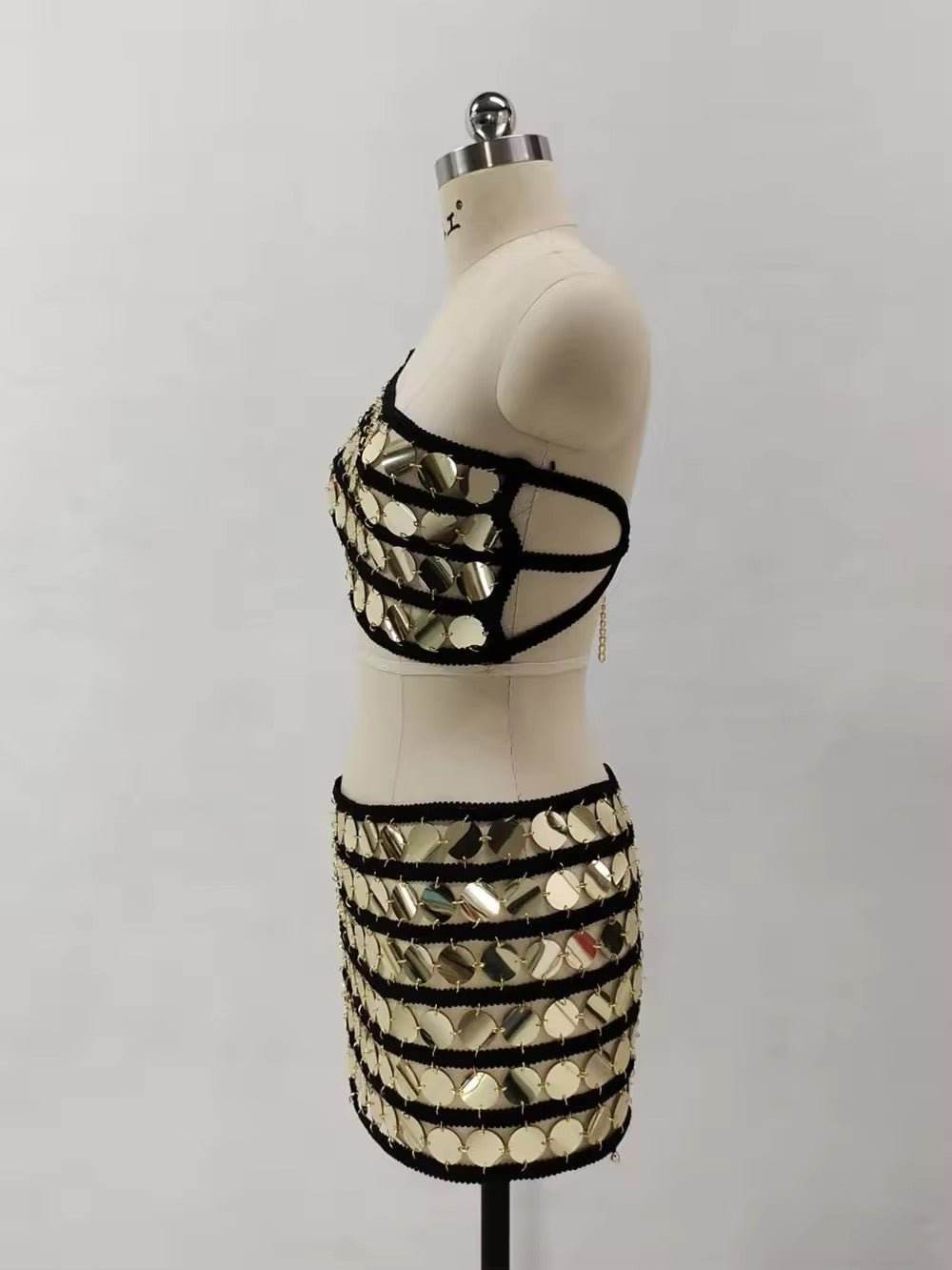 See Through Backless Top & Lace Up Mini Skirt Two-Piece set - REBECATHELABEL