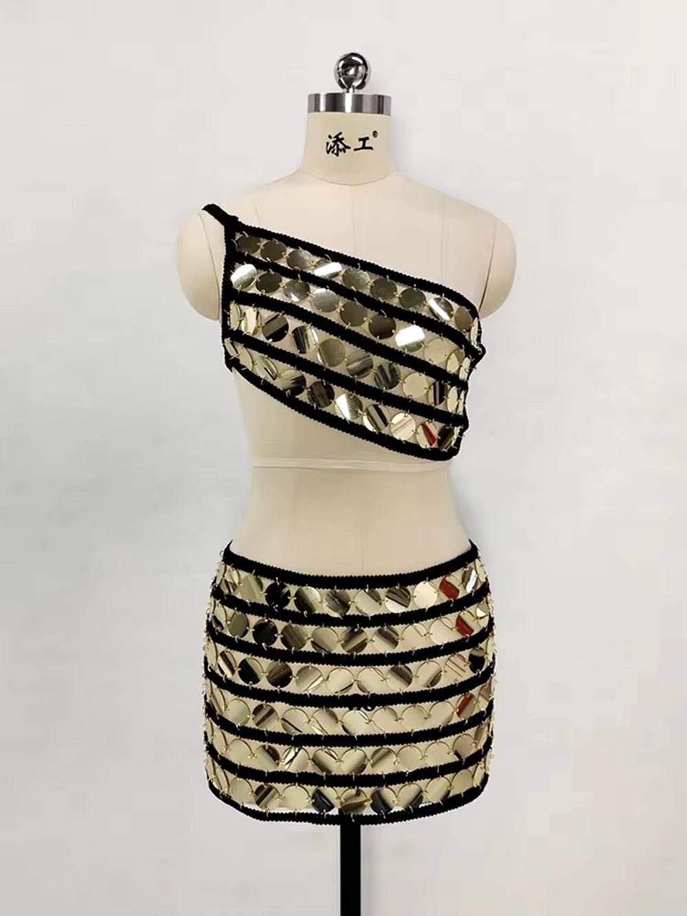 See Through Backless Top & Lace Up Mini Skirt Two-Piece set - REBECATHELABEL