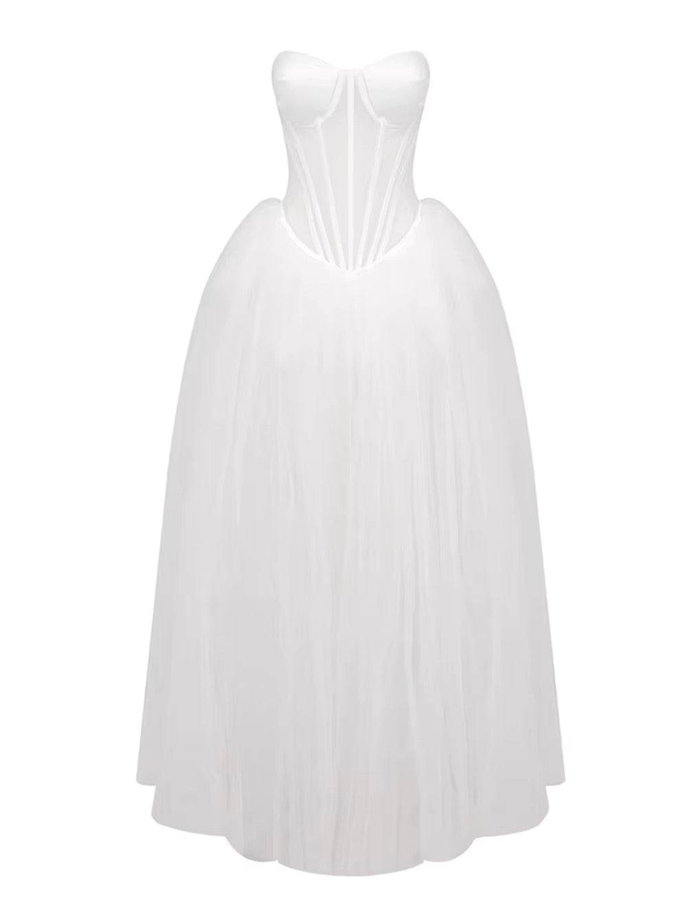 See Through Gauze Dress Off Shoulder Sexy Lace up Backless dress - REBECATHELABEL