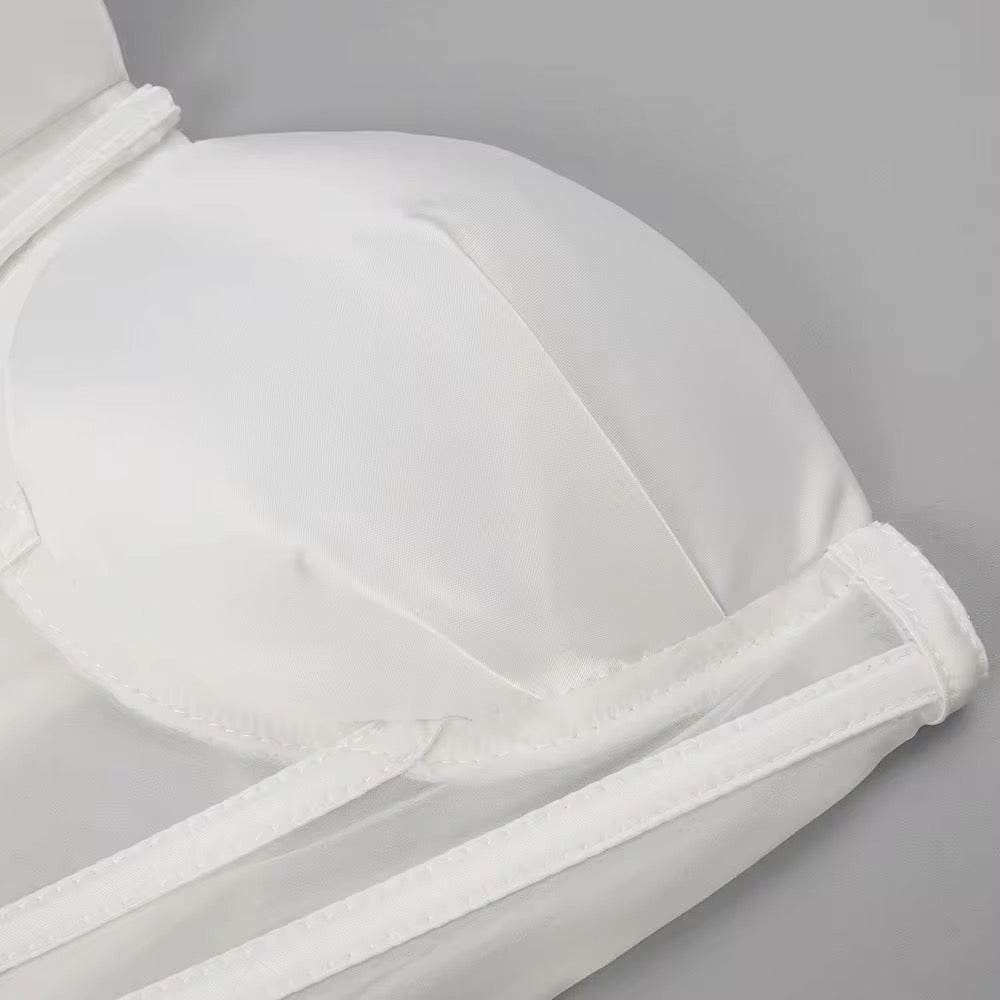 See Through Gauze Dress Off Shoulder Sexy Lace up Backless dress - REBECATHELABEL