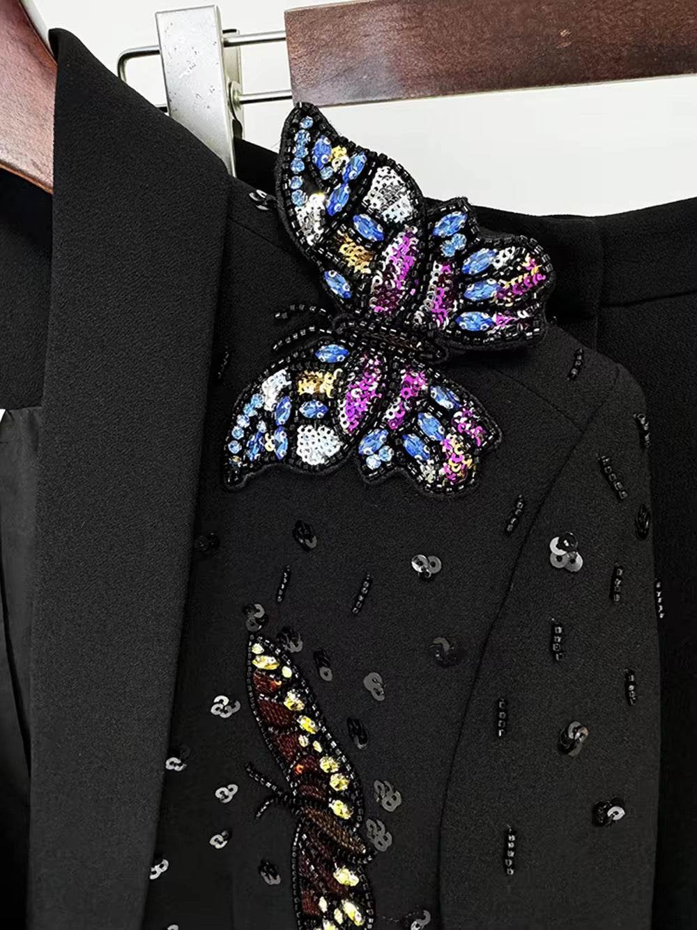 Sequin Bead Butterfly Fashion Designer Suit Set - REBECATHELABEL