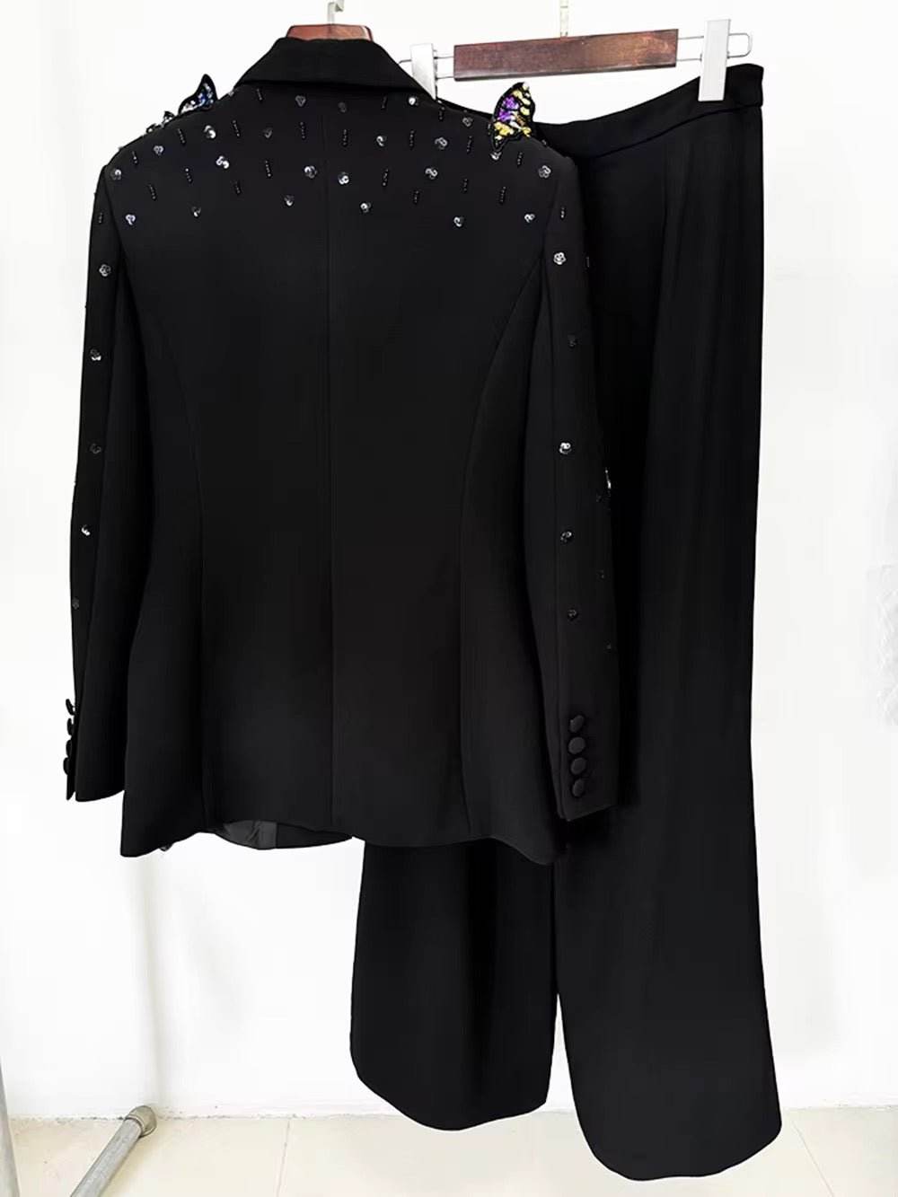 Sequin Bead Butterfly Fashion Designer Suit Set - REBECATHELABEL