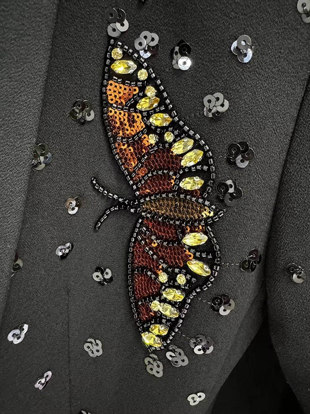 Sequin Bead Butterfly Fashion Designer Suit Set - REBECATHELABEL