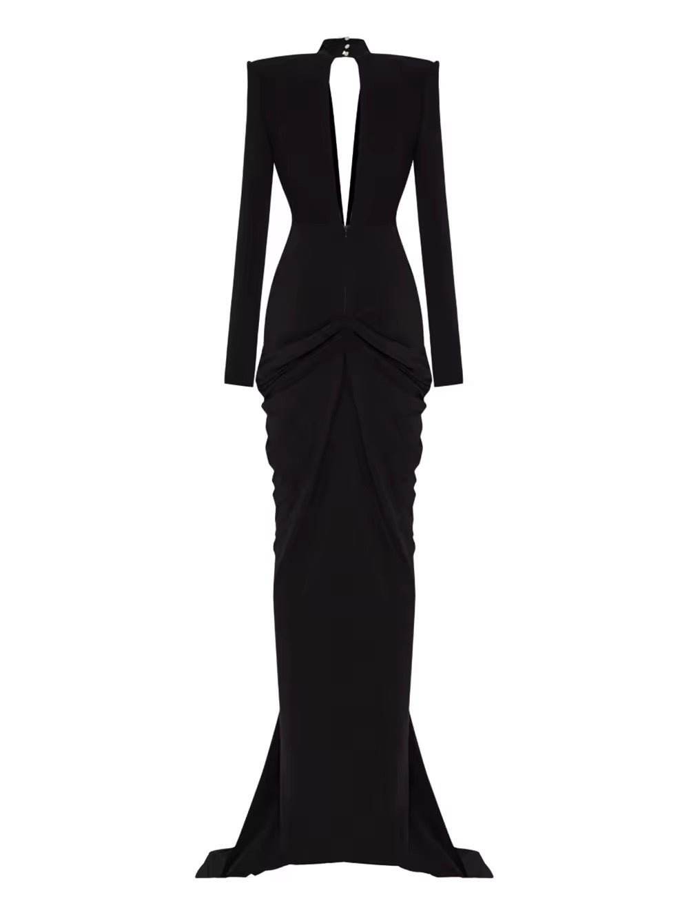 Sexy Deep V-Neck Bead Sequin Butterfly Long Sleeved dress - REBECATHELABEL