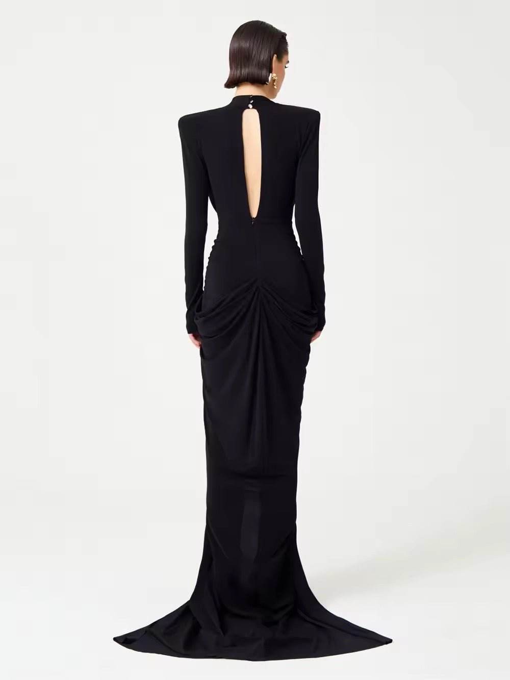 Sexy Deep V-Neck Bead Sequin Butterfly Long Sleeved dress - REBECATHELABEL