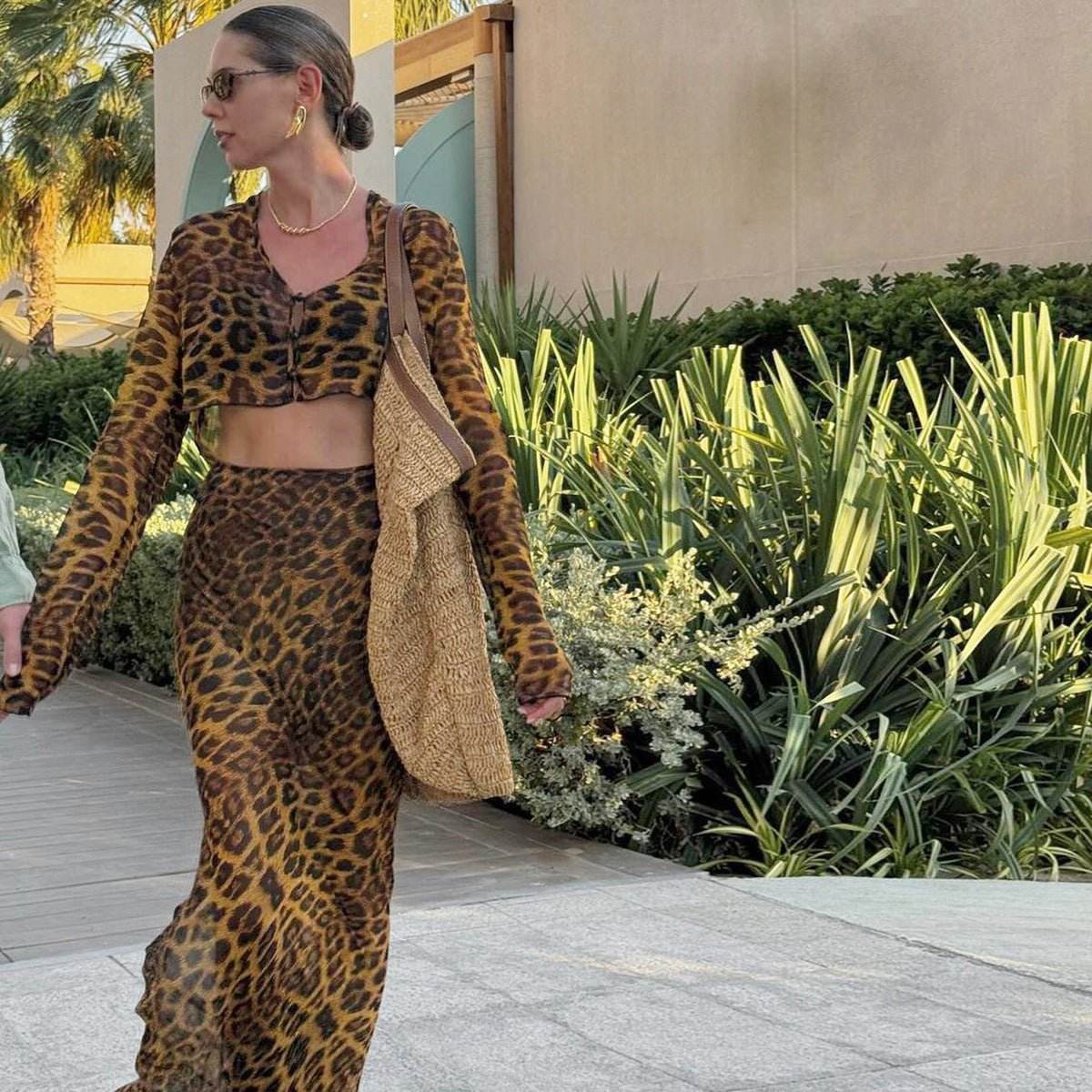 Sexy Gauzy Cardigan Cropped Top Slim Fit See through Skirt Set - REBECATHELABEL