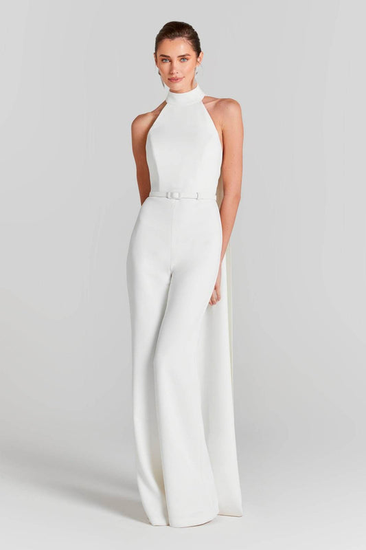 Sexy Sleeveless Backless Striped White Long jumpsuit - REBECATHELABEL