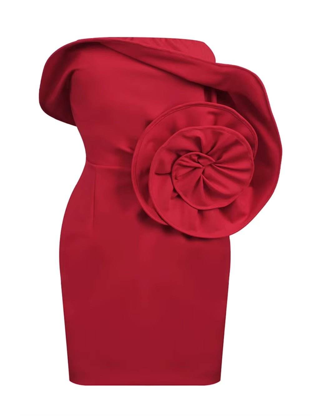 Sexy Strapless 3D Flower Fishbone Mini Dress - REBECATHELABEL