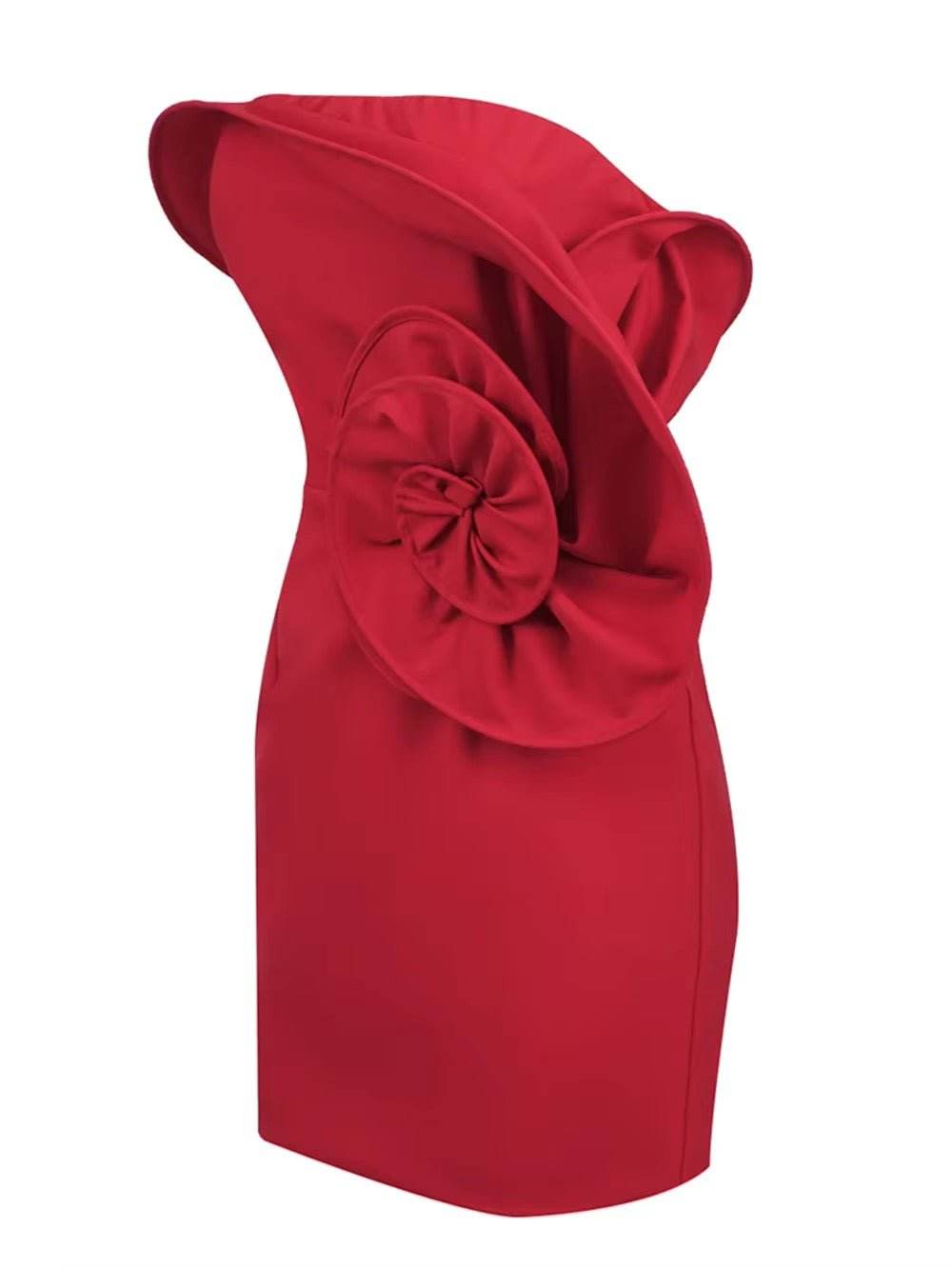 Sexy Strapless 3D Flower Fishbone Mini Dress - REBECATHELABEL