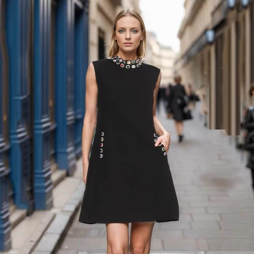 Shining Diamond Chain Elegant Dress - REBECATHELABEL