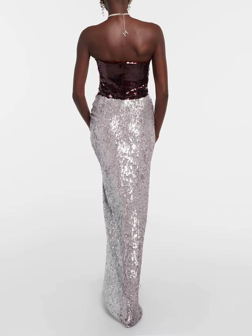 Silver Sequin Flower Skirt - REBECATHELABEL