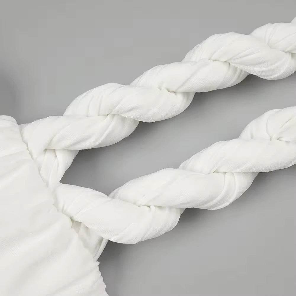 Slash Neck Braided Folds High Waist Elastic Maxi Dress - REBECATHELABEL