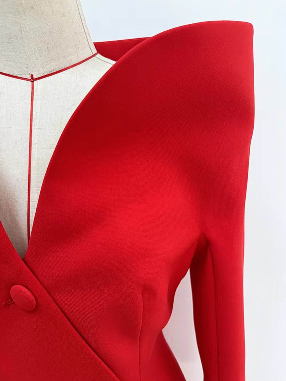 Slash Stand Collar Slim Fit Double Breasted Long Dress - REBECATHELABEL