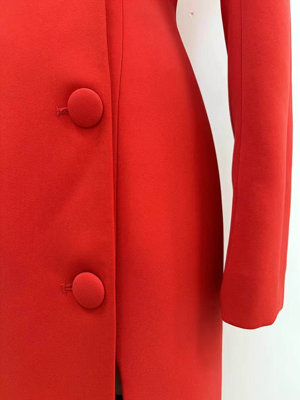 Slash Stand Collar Slim Fit Double Breasted Long Dress - REBECATHELABEL