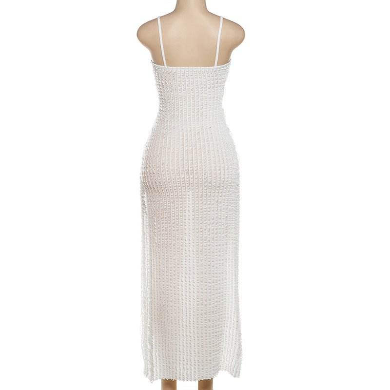 Slit Slim Fit Strappy Low Cut Slim Fit Dress - REBECATHELABEL