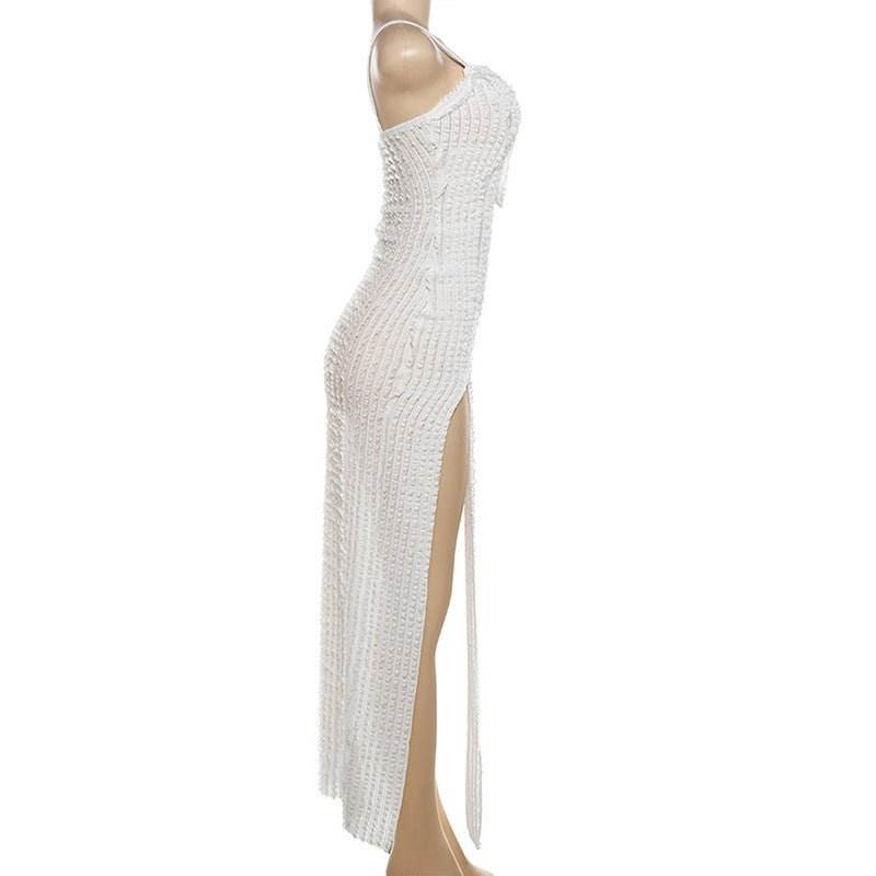 Slit Slim Fit Strappy Low Cut Slim Fit Dress - REBECATHELABEL