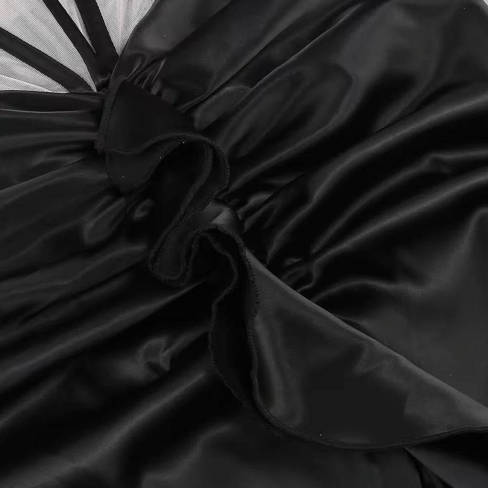 Spaghetti Strap Corset Beaded Lace Design Long Dress - REBECATHELABEL