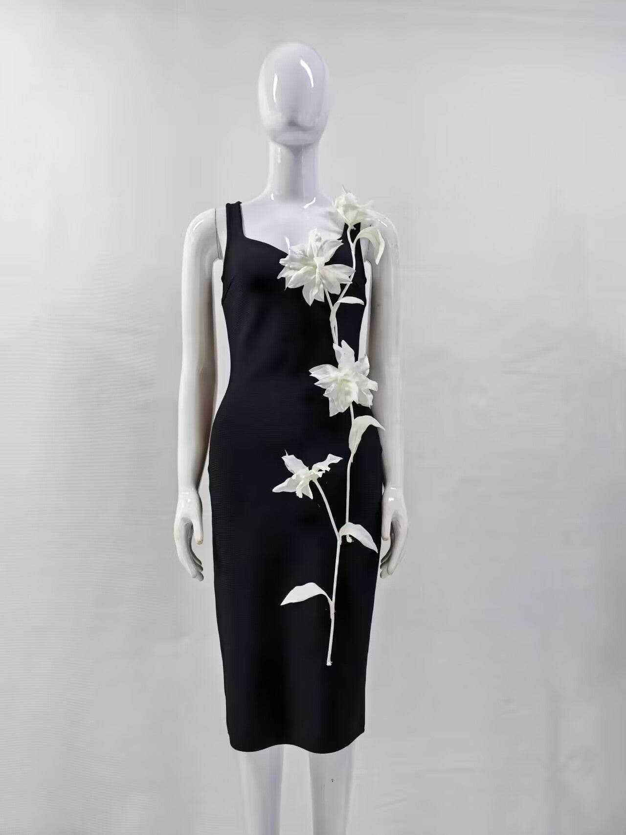 Spaghetti Strap flower Midi Dress - REBECATHELABEL