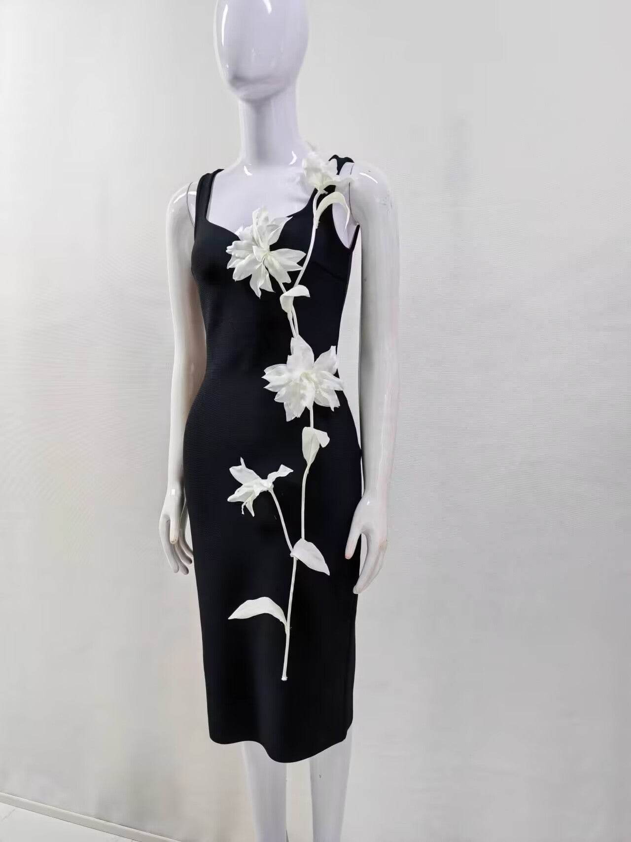 Spaghetti Strap flower Midi Dress - REBECATHELABEL