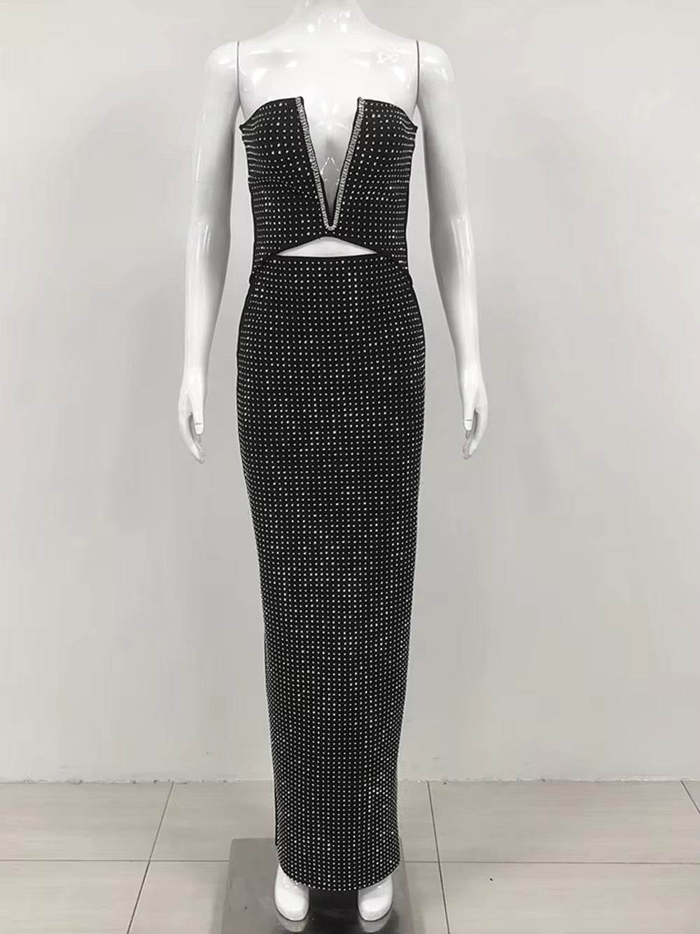 Sparkling Diamond Maxi Bandage Dress - REBECATHELABEL