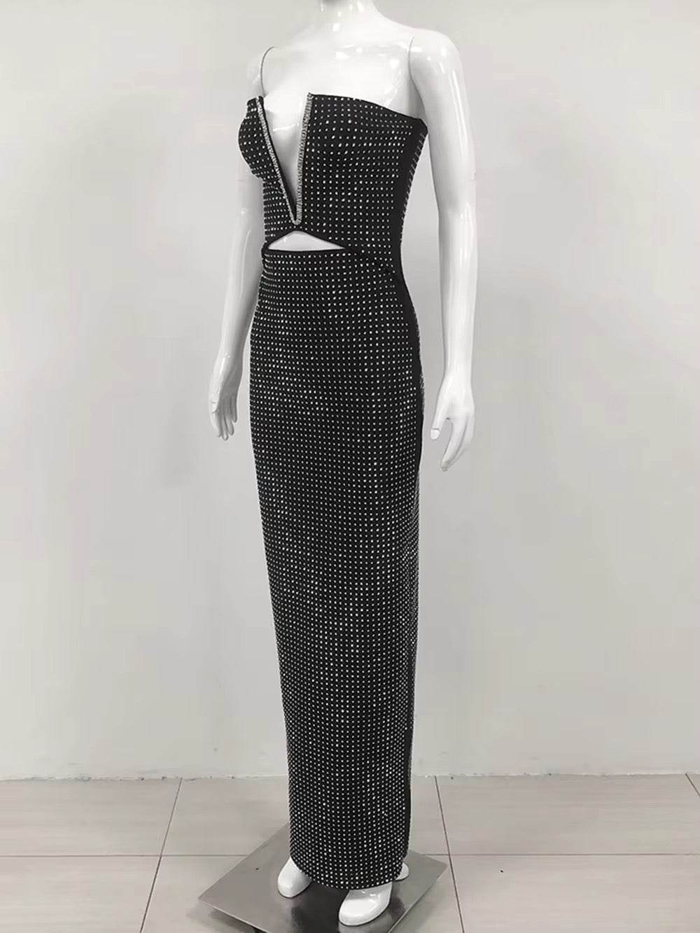 Sparkling Diamond Maxi Bandage Dress - REBECATHELABEL