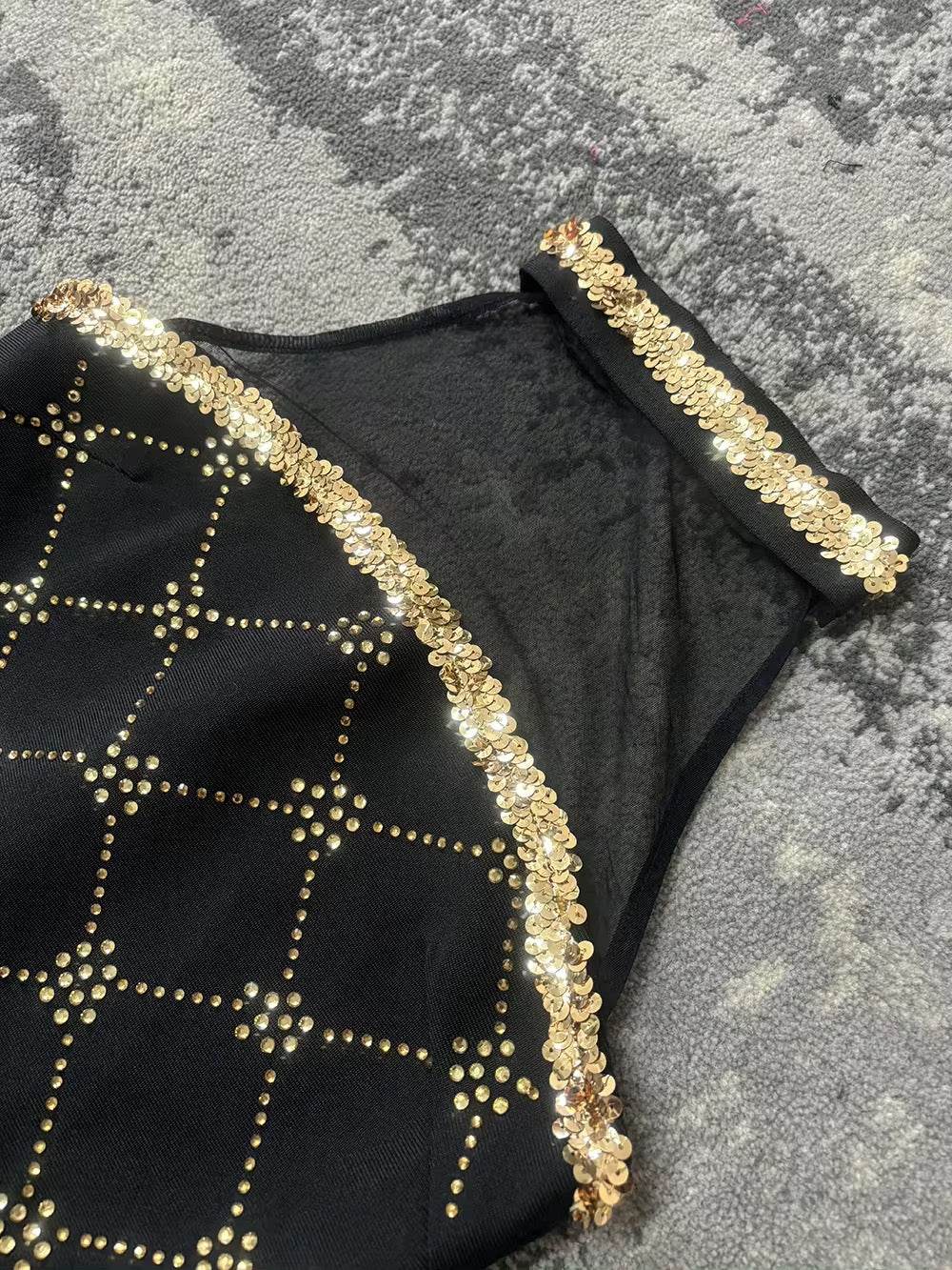 Sparkling Diamond Sequin Mesh Sexy A-line Long Bandage Dress - REBECATHELABEL