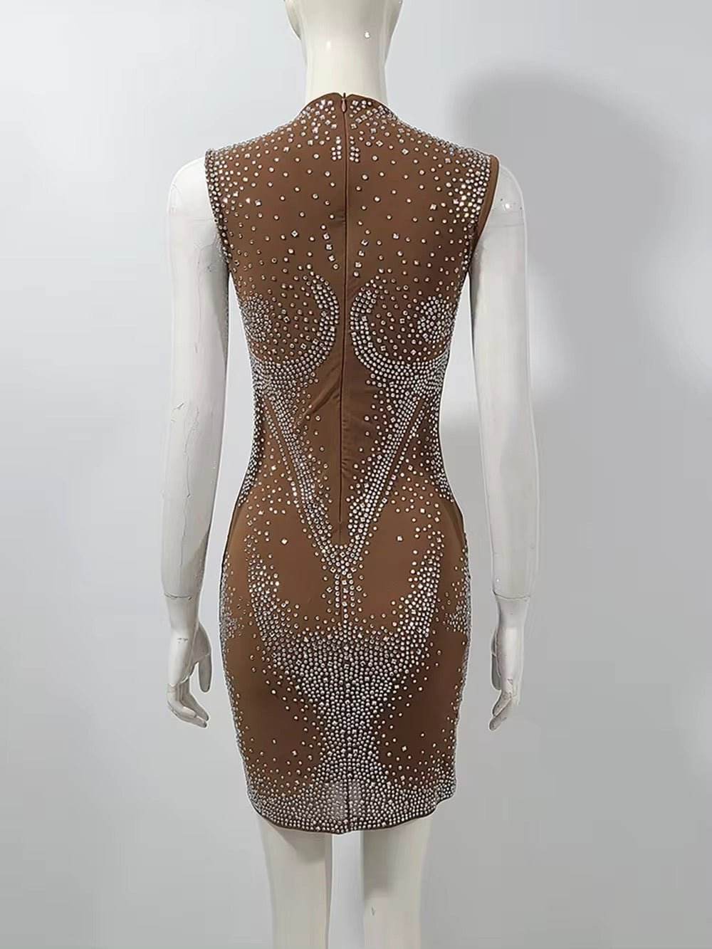 Sparkly Rhinestones Bandage Dress - REBECATHELABEL