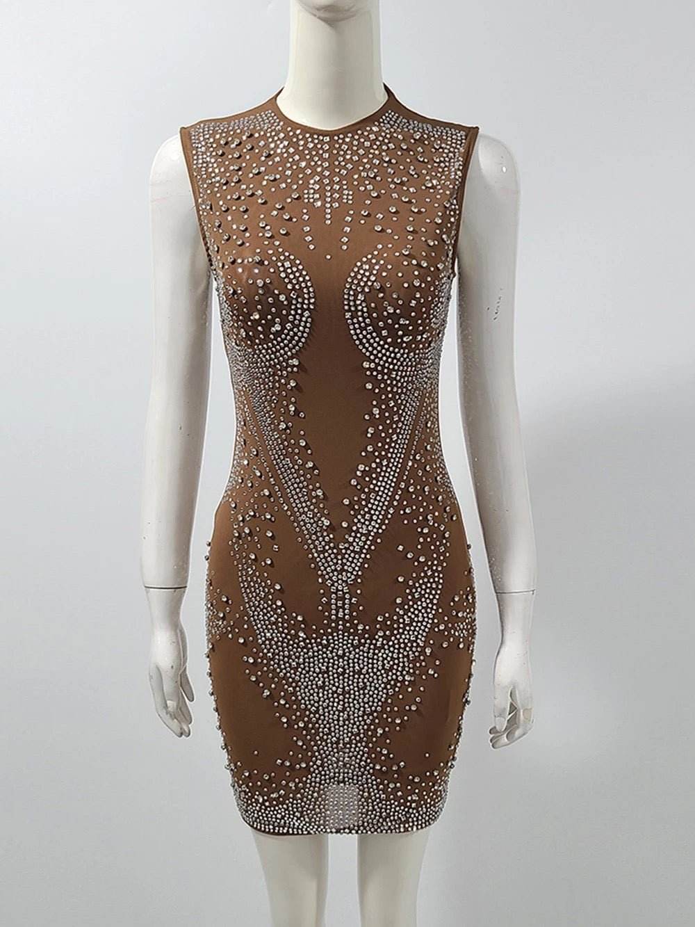 Sparkly Rhinestones Bandage Dress - REBECATHELABEL