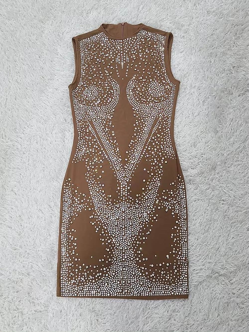 Sparkly Rhinestones Bandage Dress - REBECATHELABEL