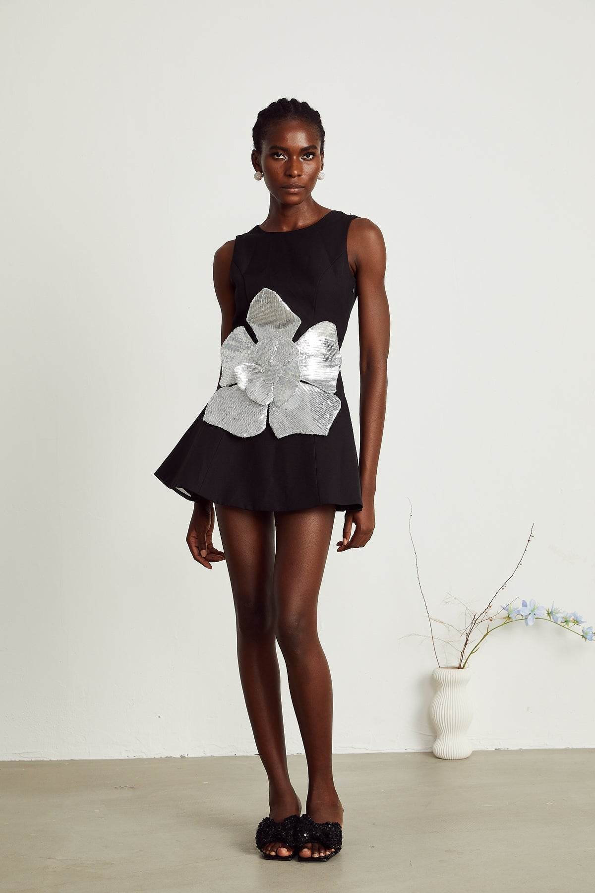 Spliced Flower Sequins Diamond Sexy Dress - REBECATHELABEL