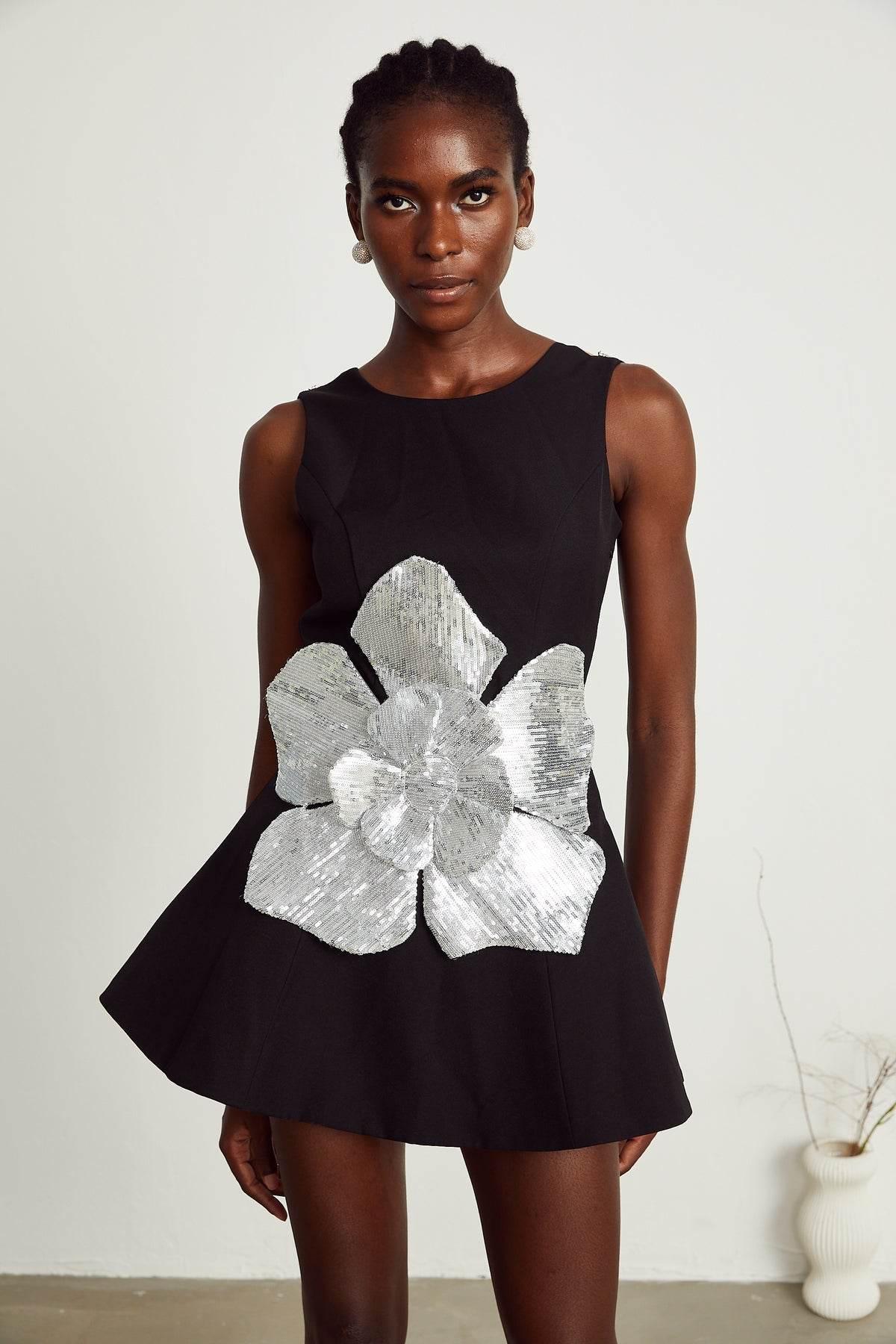 Spliced Flower Sequins Diamond Sexy Dress - REBECATHELABEL