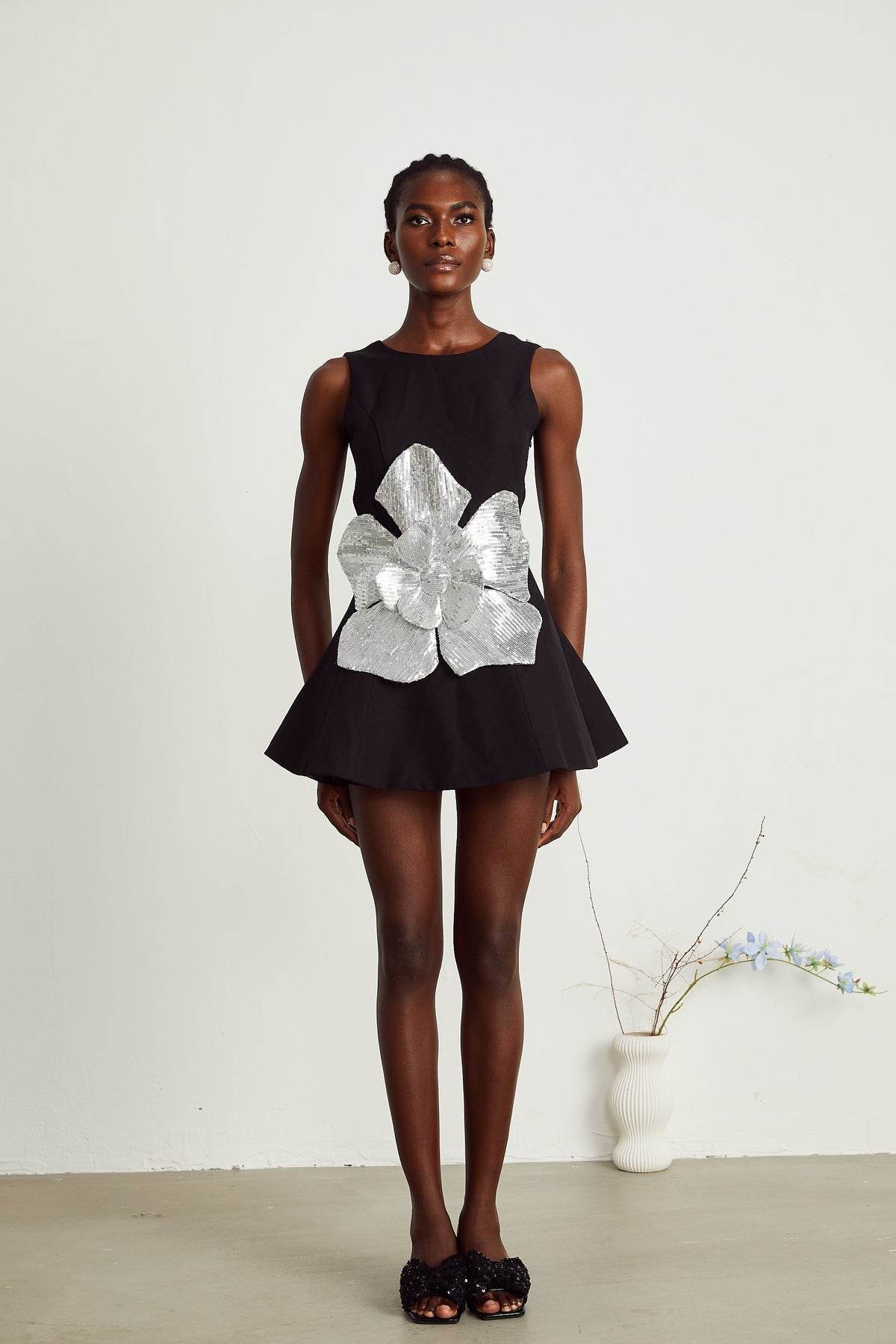 Spliced Flower Sequins Diamond Sexy Dress - REBECATHELABEL