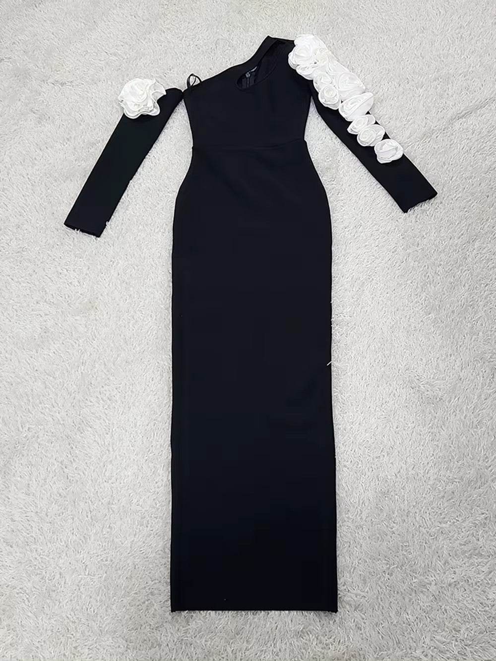 Splicing Flowers Appliques Maxi Bandage Dress - REBECATHELABEL