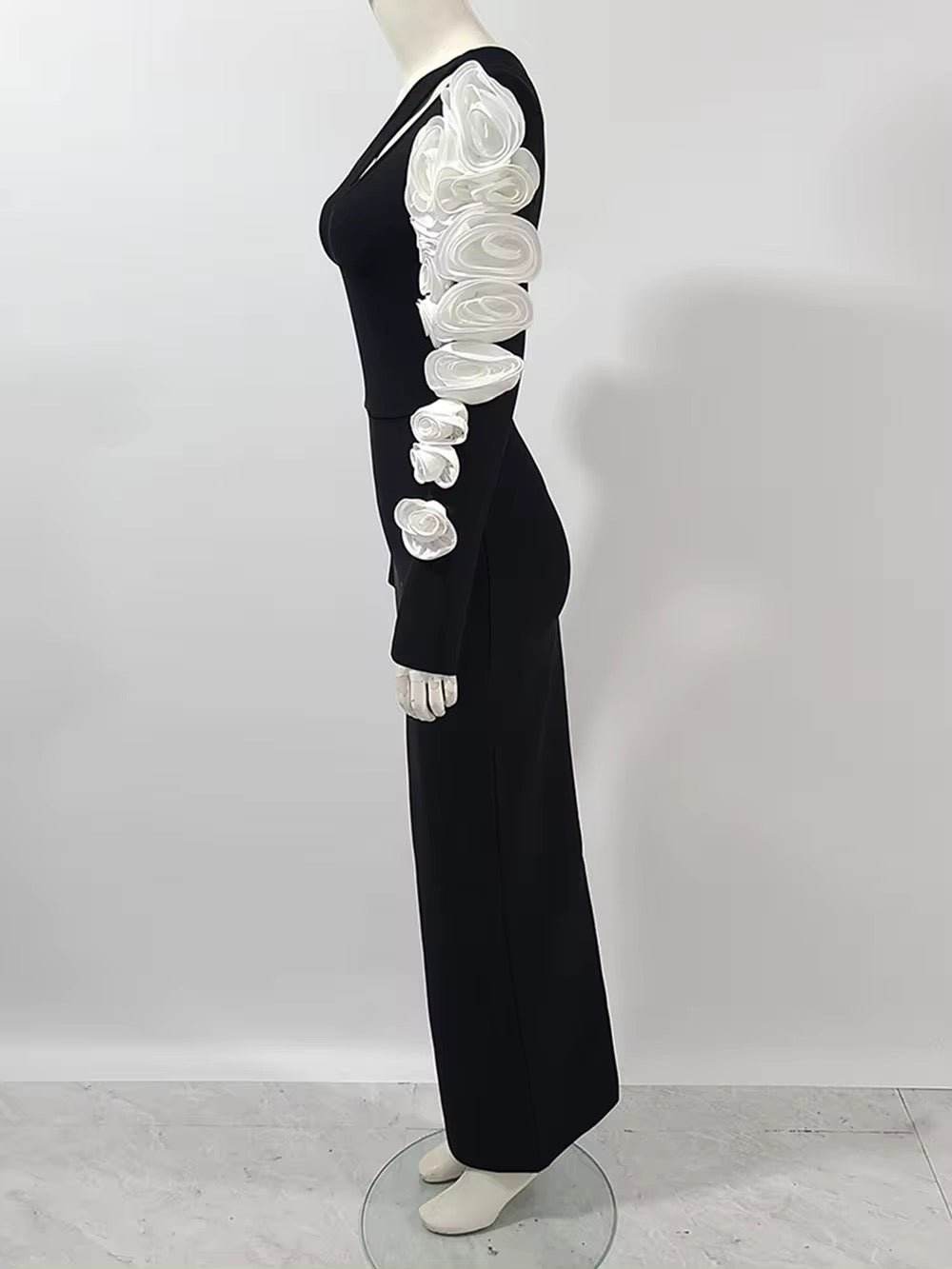 Splicing Flowers Appliques Maxi Bandage Dress - REBECATHELABEL