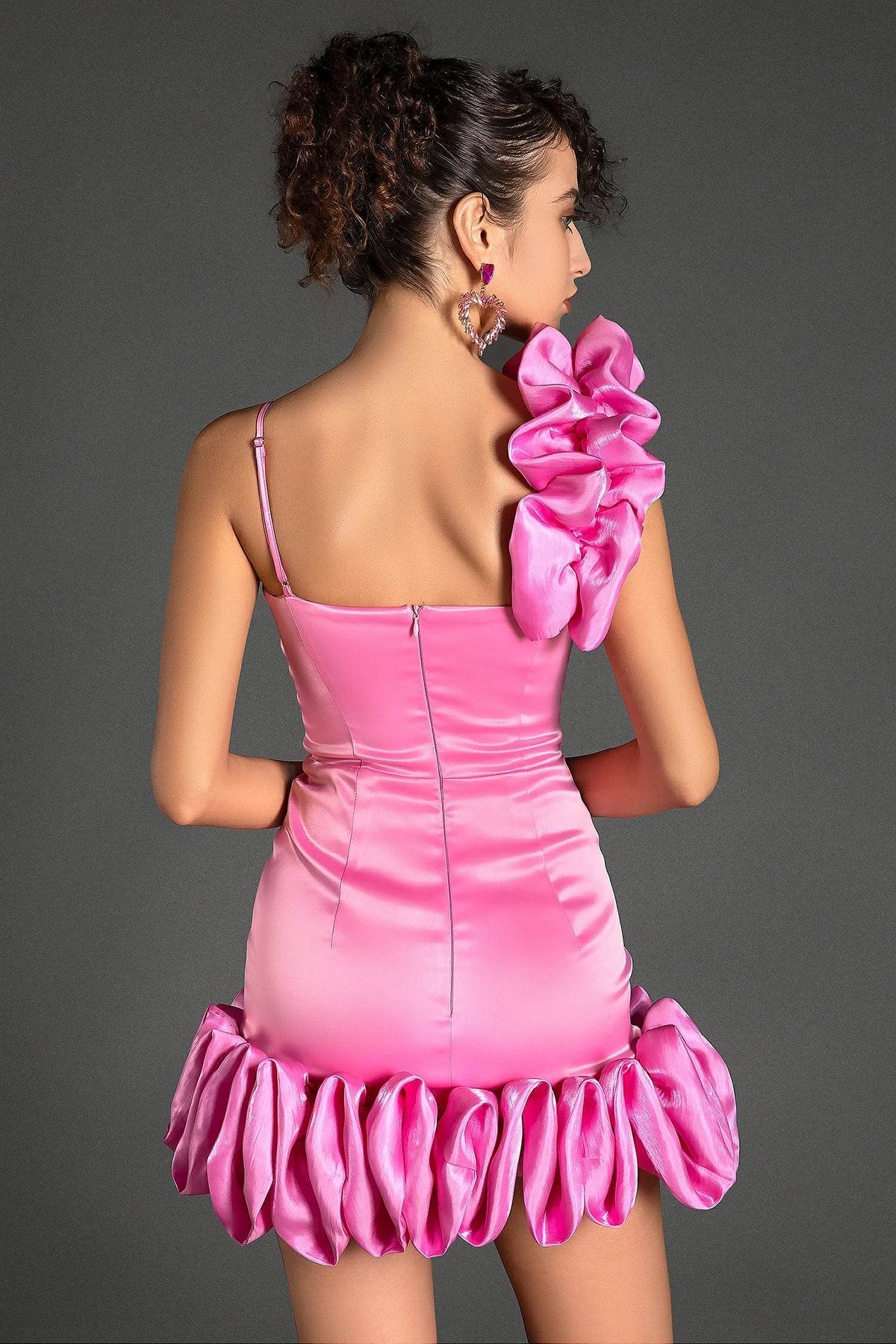 Strap Ruffle Embellished Mini Dress - REBECATHELABEL